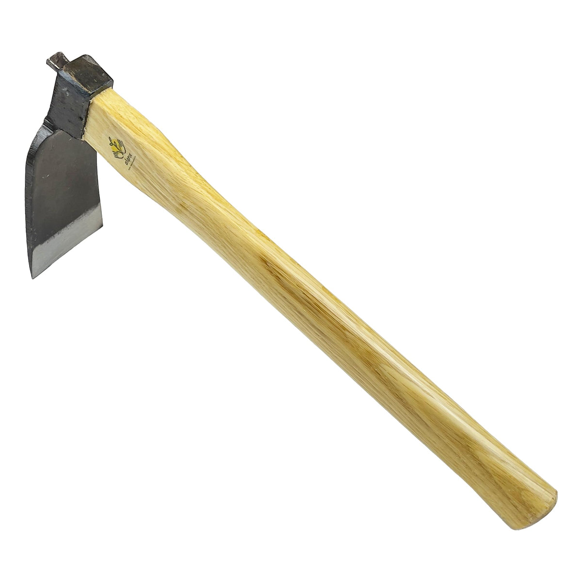 Alanx 14-inch curved hoe blade close-up showing durable soil cutting
