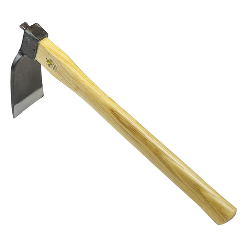 Alanx 14-inch curved hoe blade close-up showing durable soil cutting
