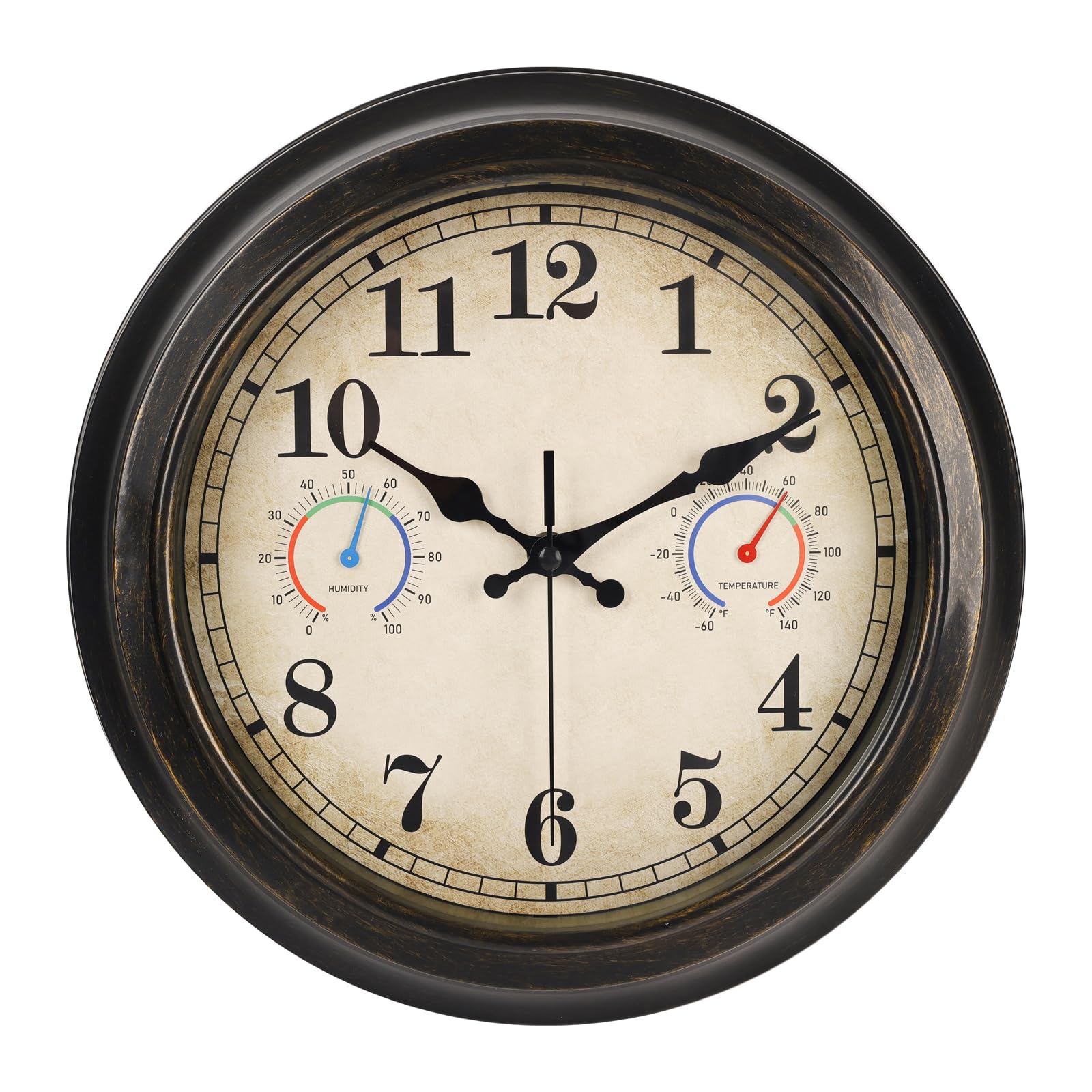 Alarllok 12-inch outdoor clock bronze dial; easy time reading from a distance.