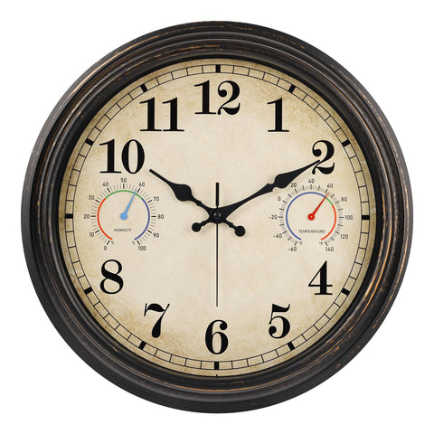 Alarllok 16-inch bronze clock front view for easy outdoor reading.