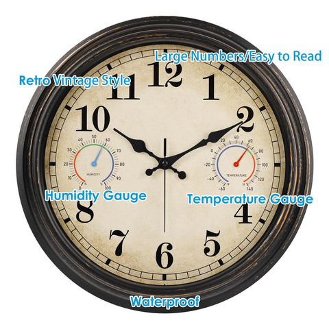 Alarllok bronze outdoor clock with waterproof back cover for all-weather durability.