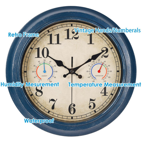 Alarllok bronze-finish outdoor clock in blue for stylish outdoor decor