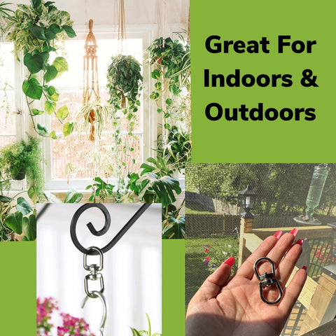 ALAZCO nickel-plated outdoor hangers offer sturdy support for plants, chimes, or feeders.
