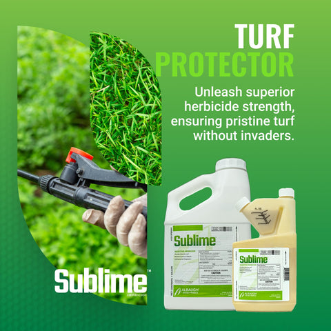 Albaugh Sublime spray addressing lawn weeds in a residential setting