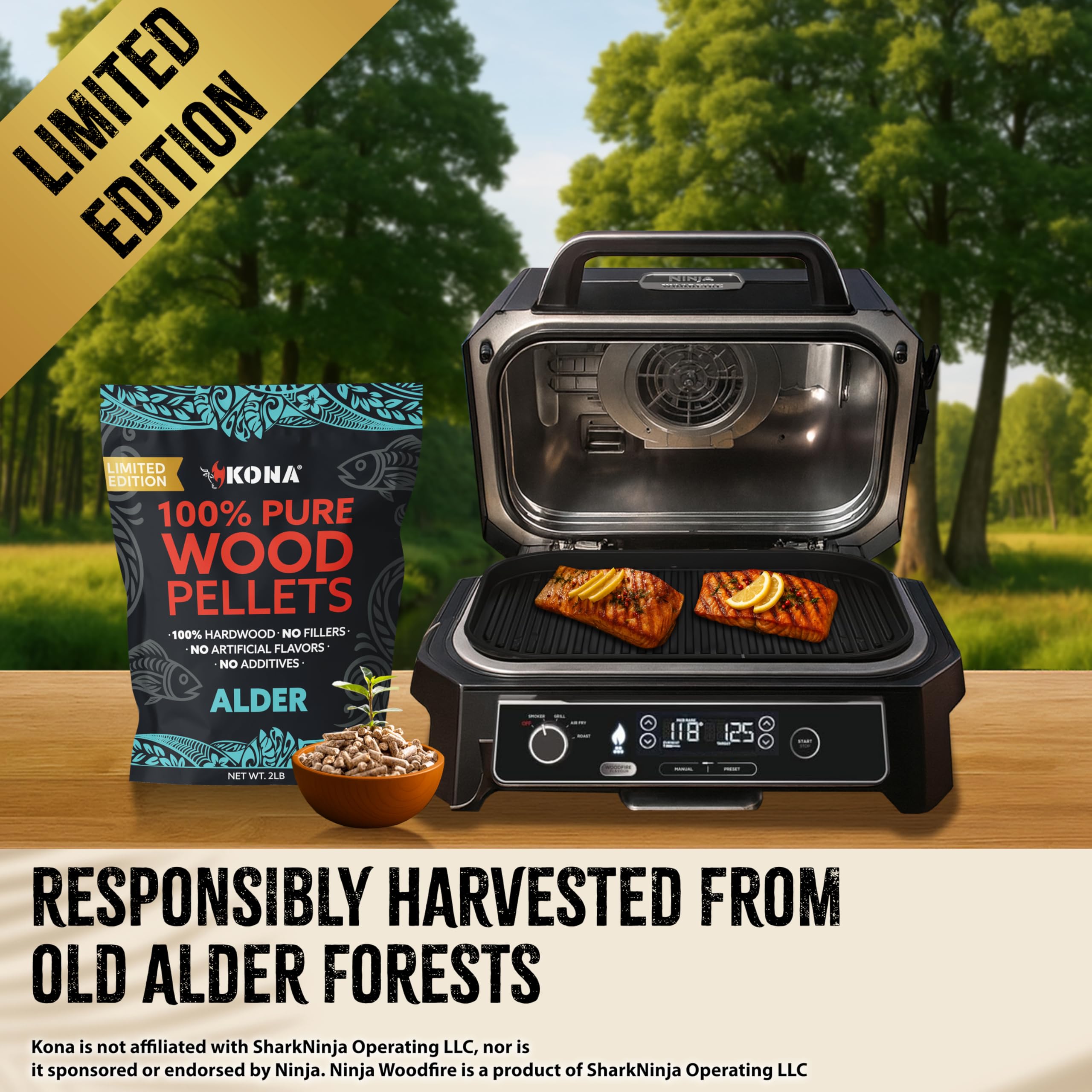 Alder smoke aroma enhances salmon with a delicate, Pacific Northwest-inspired flavor.