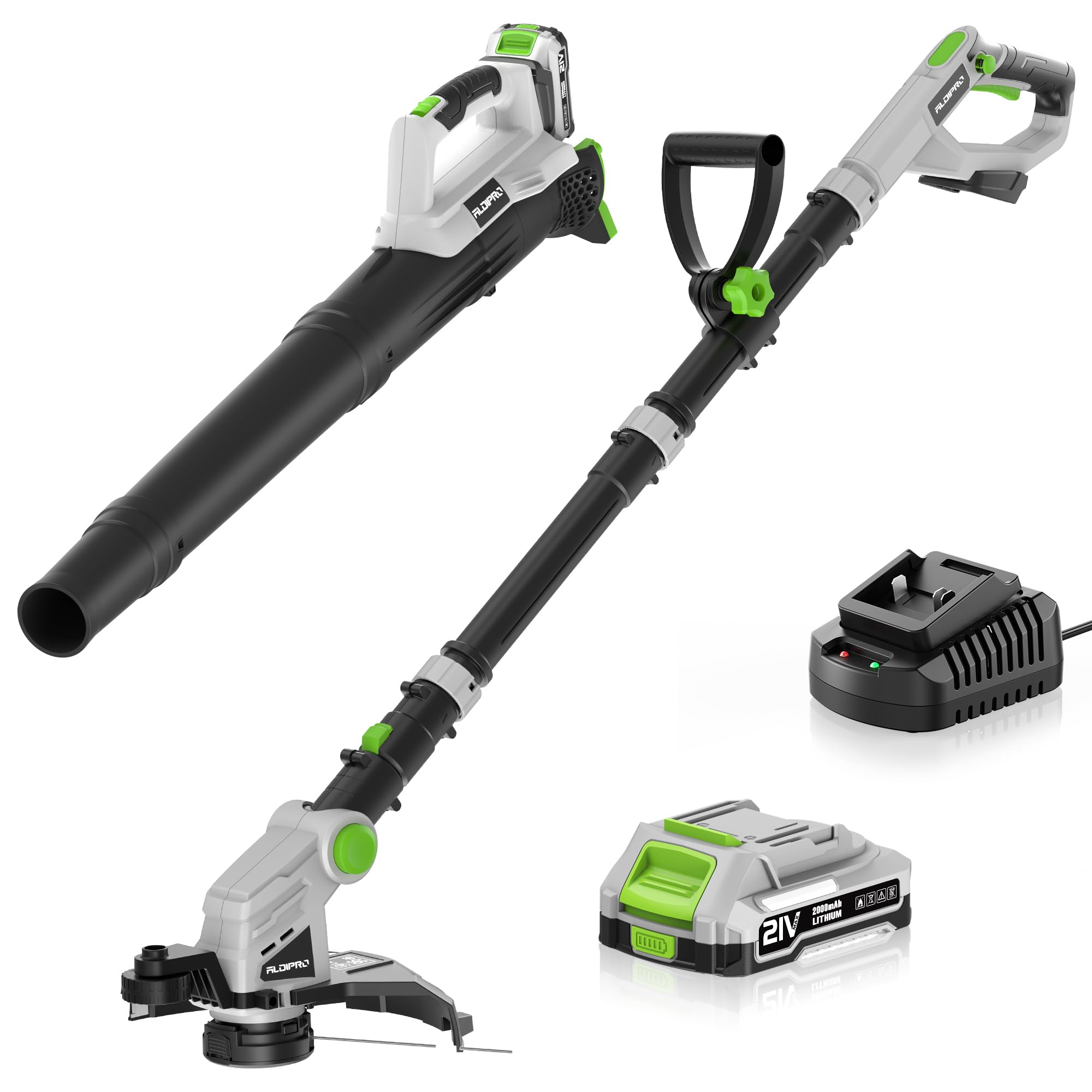 ALDIPRO cordless-trimmer-leaf-blower-kit in action for quick yard cleanup