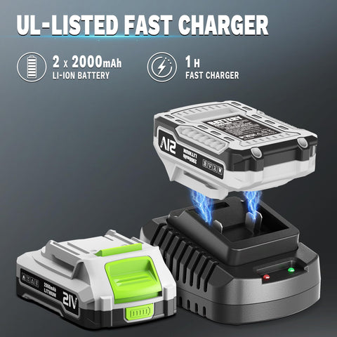 ALDIPRO batteries 2x2Ah provide extended runtime for longer cleanup sessions.