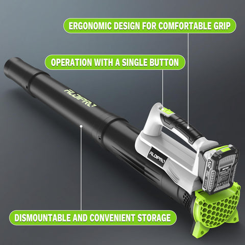 ALDIPRO brushless motor delivers 130mph airflow for tough debris.