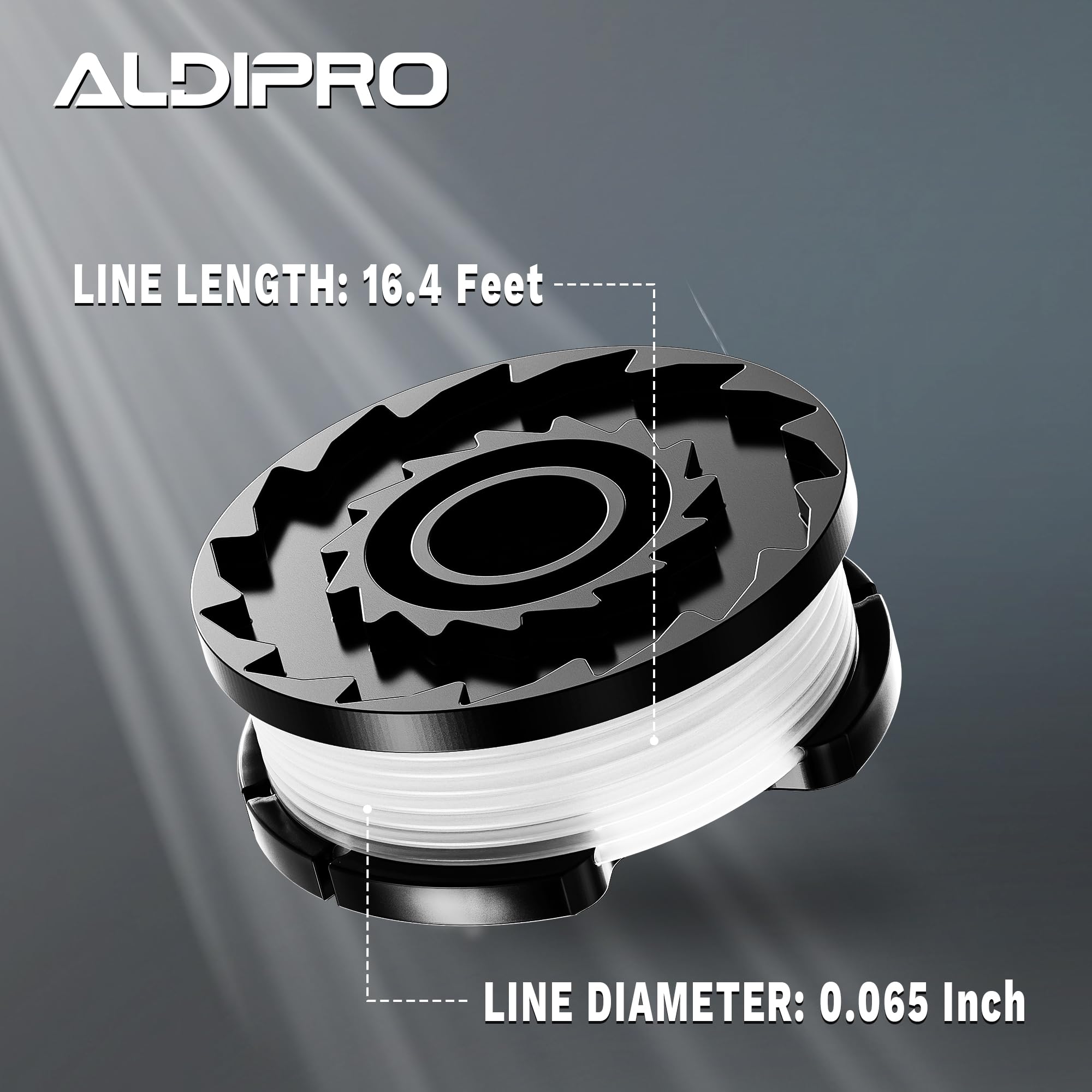 ALDIPRO trimmer line spool pre-wound for quick, tool-free replacement.