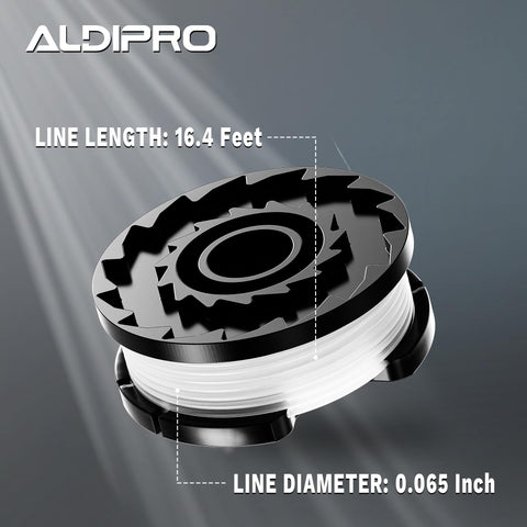 ALDIPRO trimmer line spool pre-wound for quick, tool-free replacement.