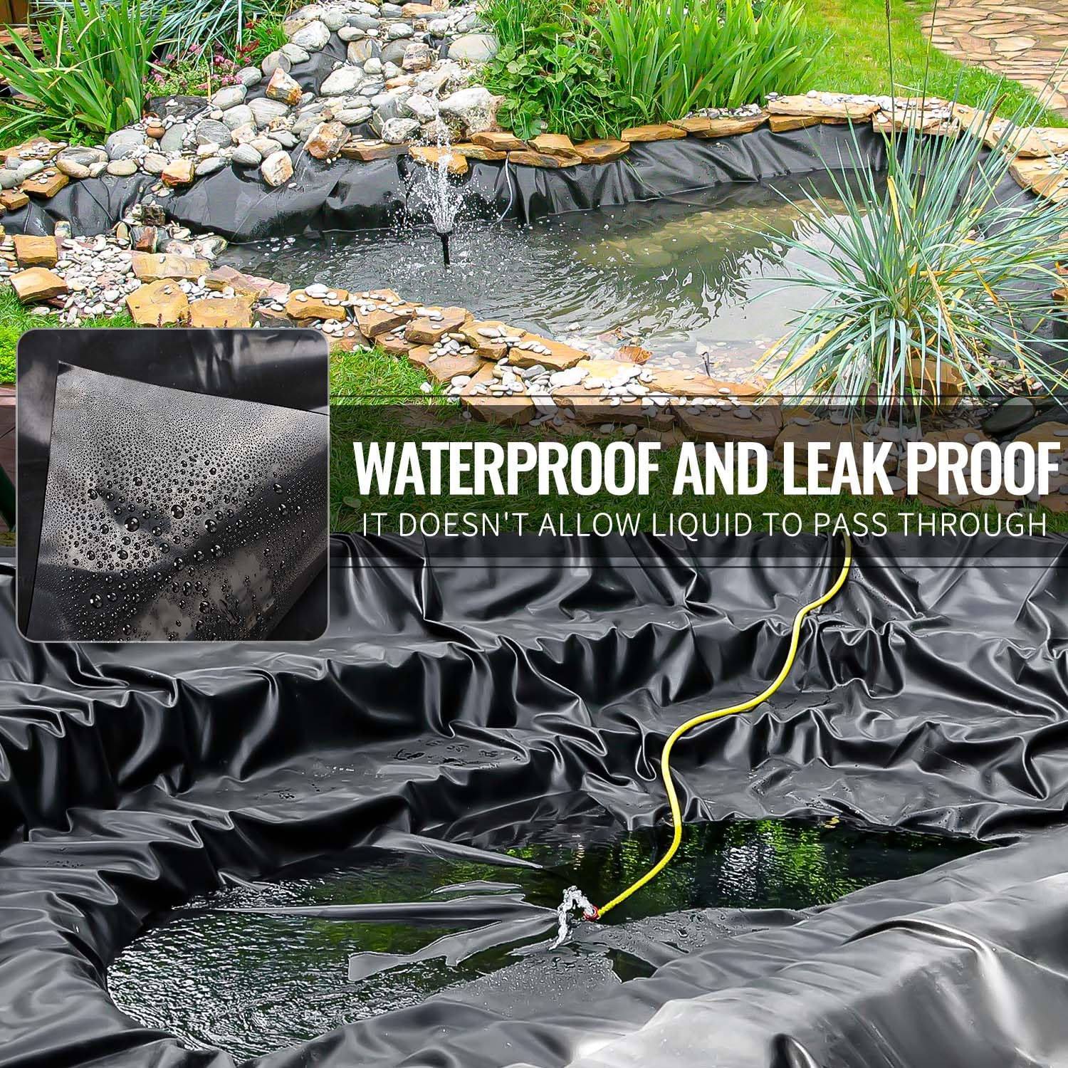ALDMIO pond liner tear-resistant HDPE endures weather and seasonal changes.