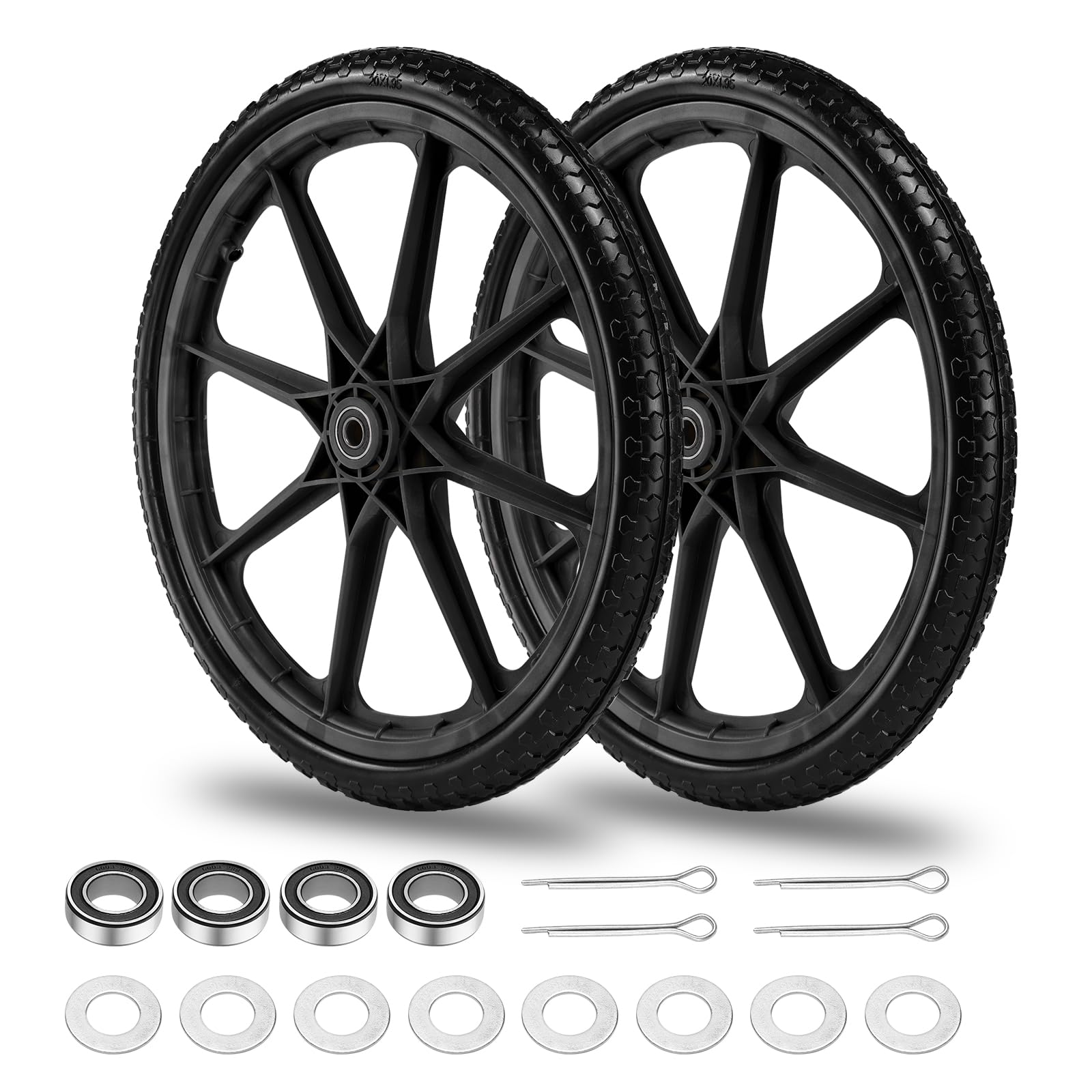 aledaras 20 inch flat-free tire with adapter kit enabling easier installation and reliable use