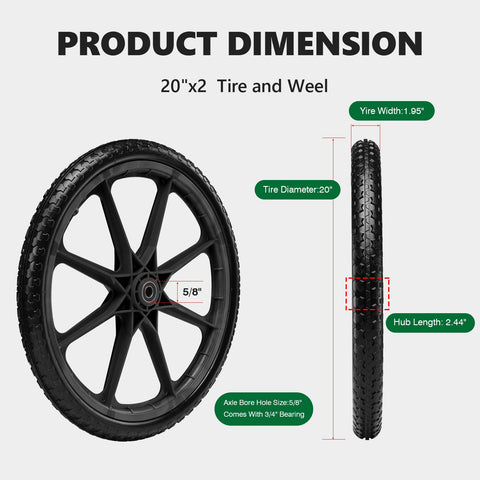 aledaras centered hub 20 inch tire showing balanced rotation for carts