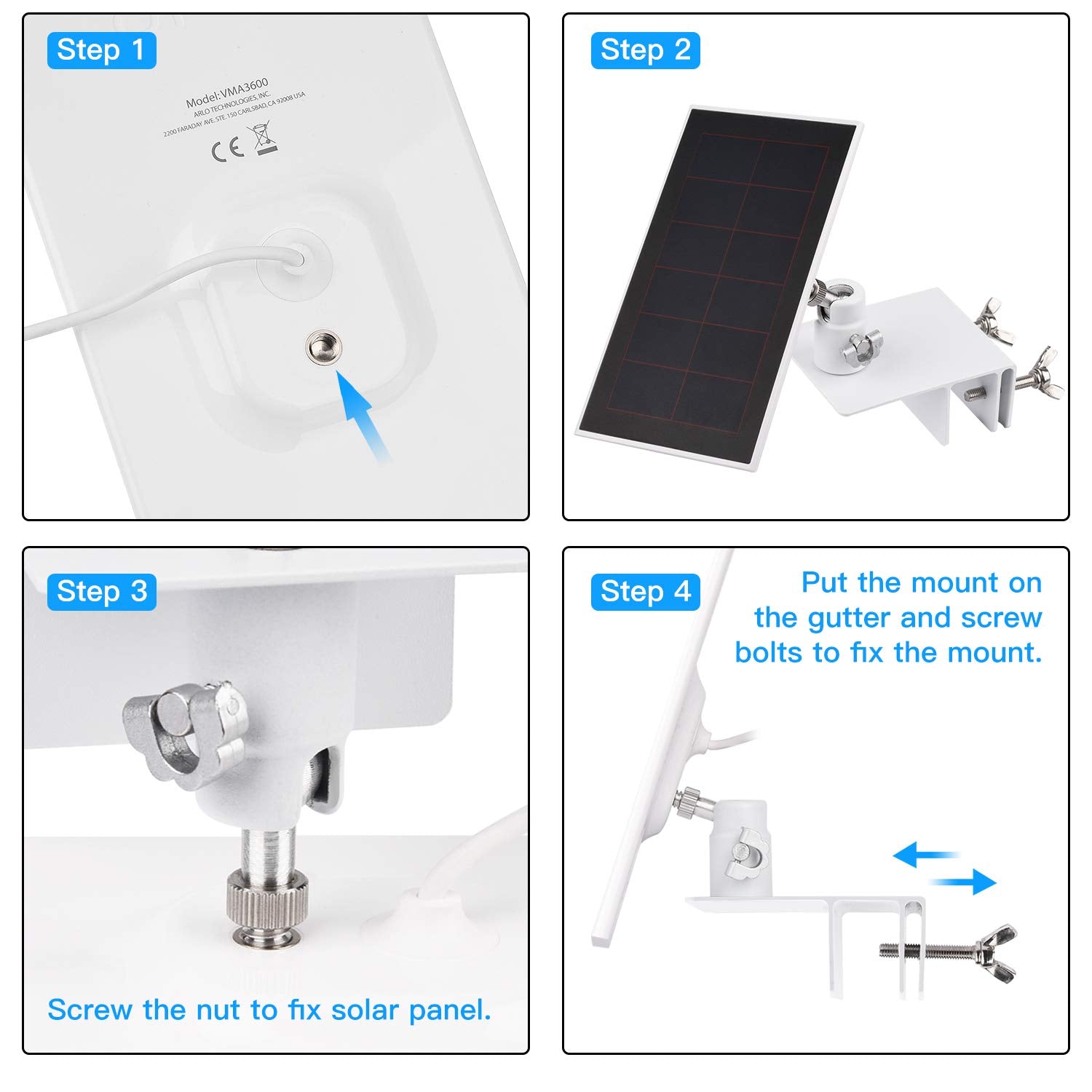 ALERTCAM gutter mount quick install without drilling along the gutter