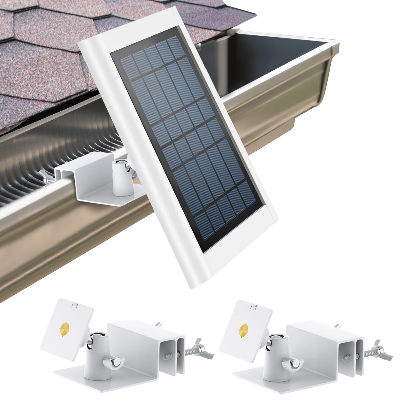 ALERTCAM gutter mount for Ring solar panel 2-pack in outdoor setup