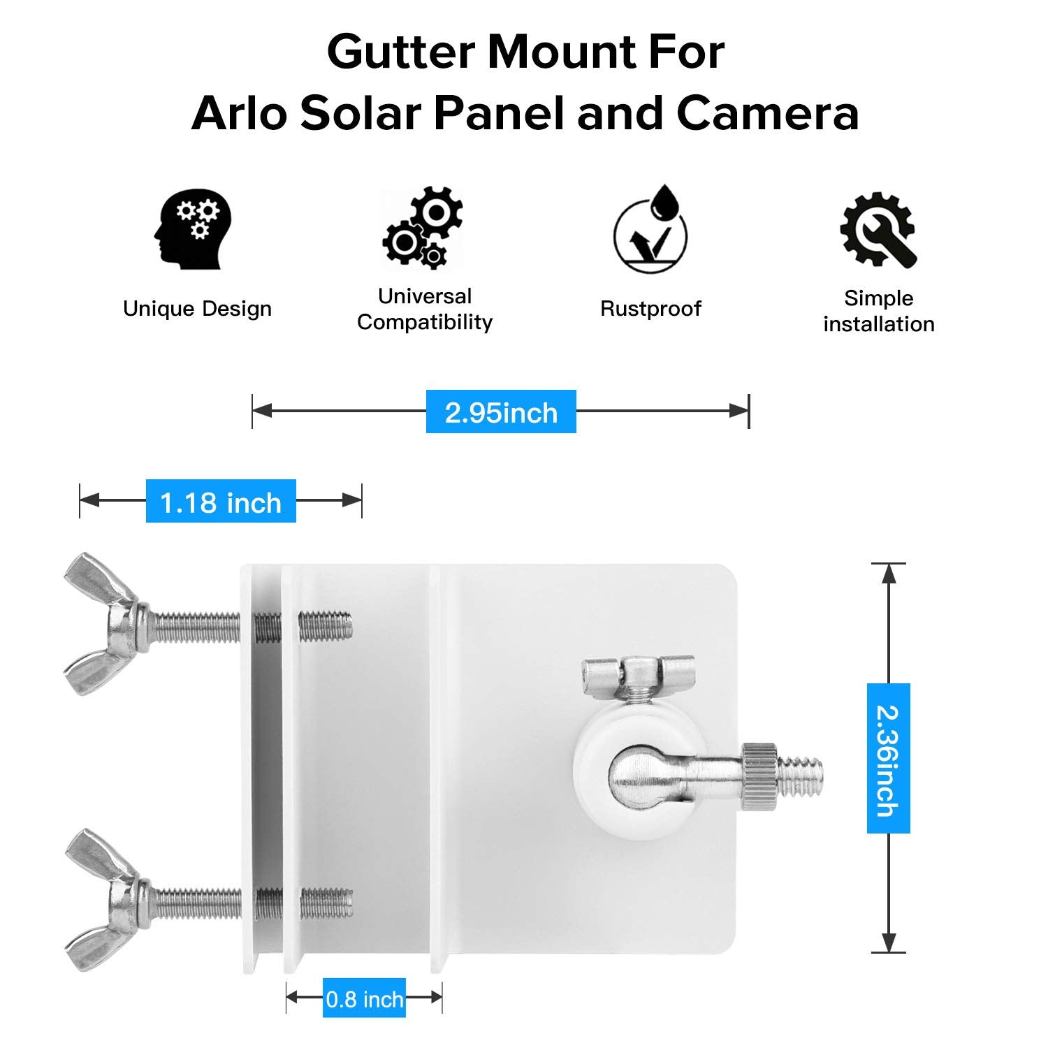ALERTCAM gutter mount securely holds Arlo solar panels against weather