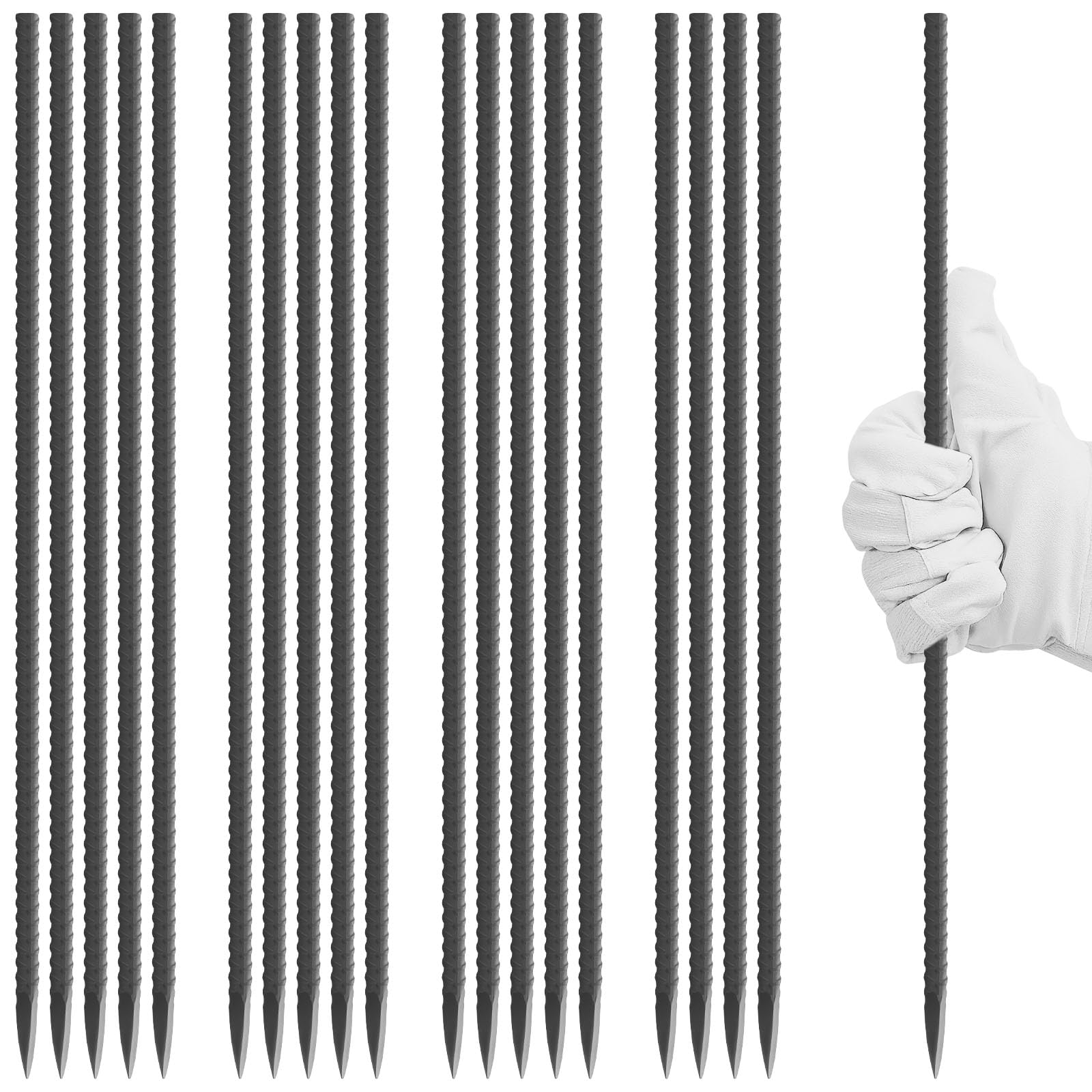 Alffun 12-inch rebar stakes pack shot showing durable outdoor anchors.
