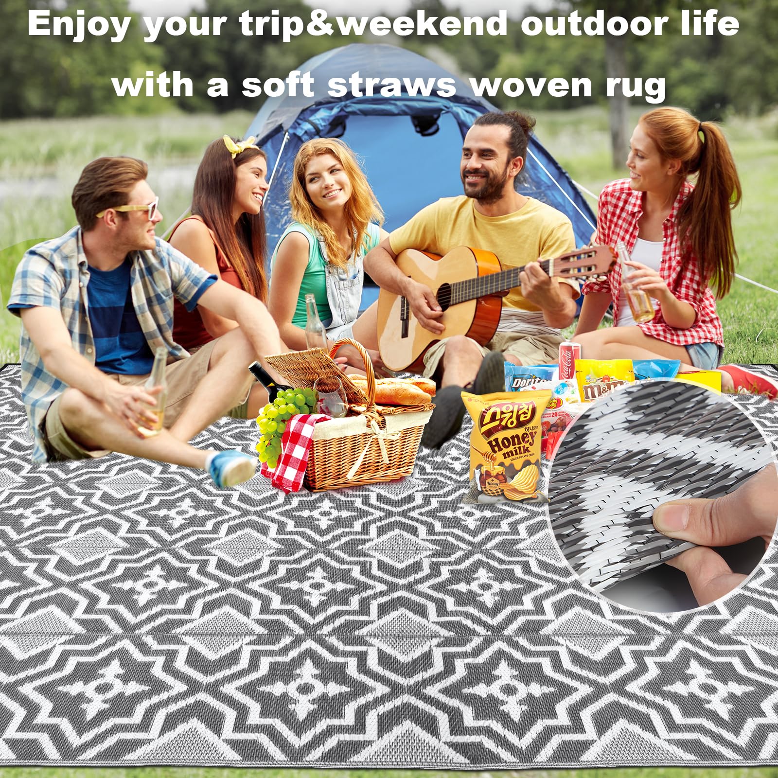Alfolo large 12x9 rug perfect for RV camping and outdoor events