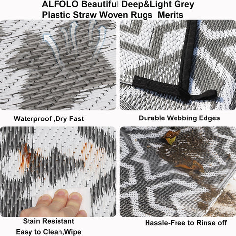 Alfolo outdoor rug reversible pattern grey and white for two looks
