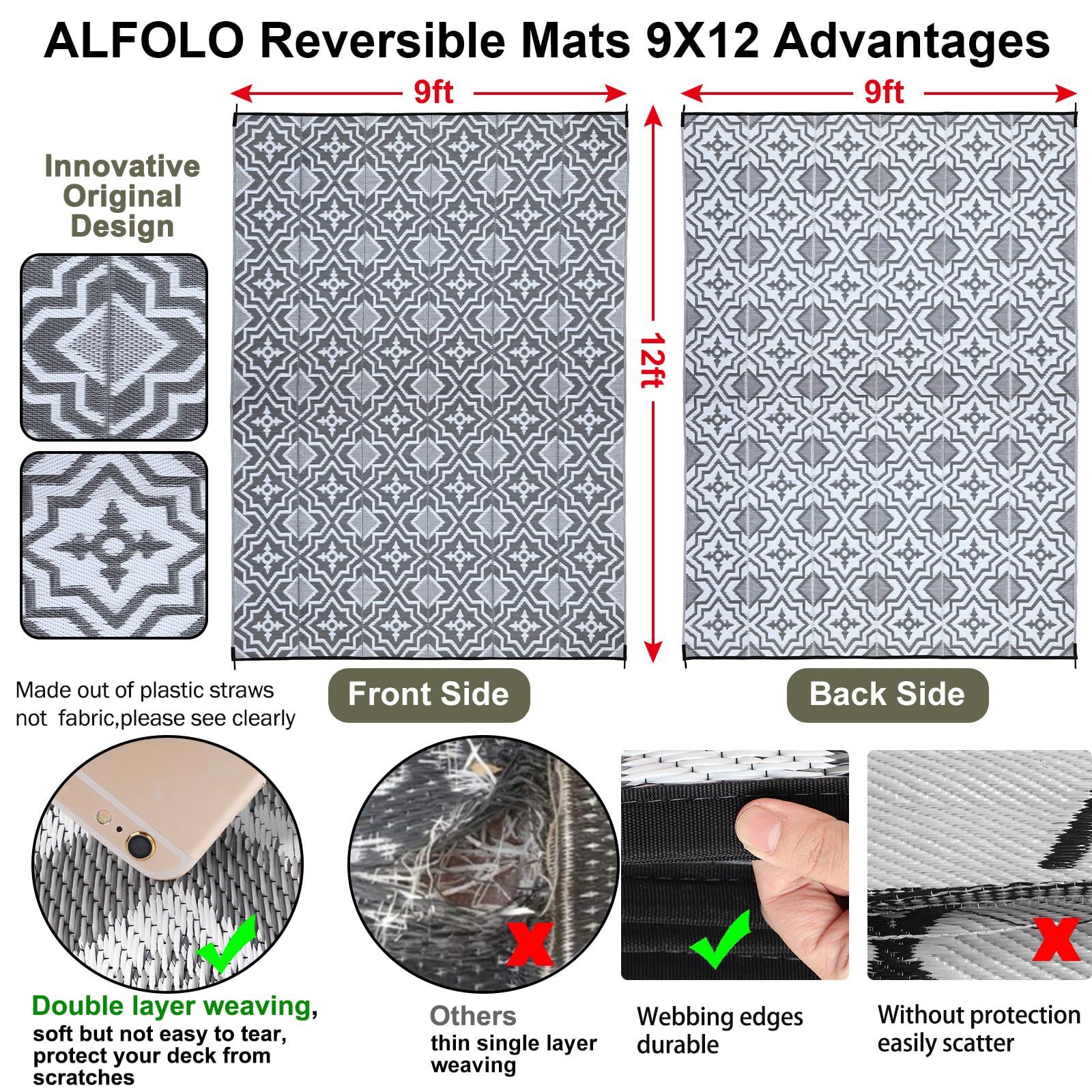 Alfolo outdoor rug UV-resistant, keeps colors vibrant on sunny patios