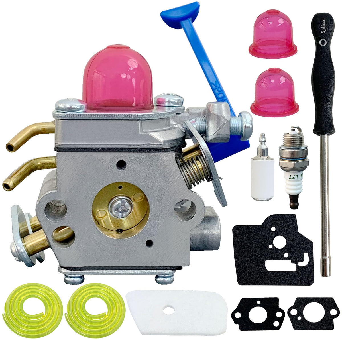 ALFUL Ruixing 128LD carburetor front view for Husqvarna trimmers, aiding fuel delivery.