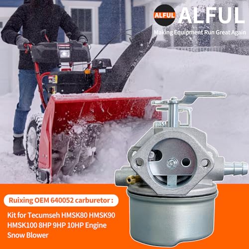 ALFUL Ruixing 640052 carburetor front view highlights precise fit for snow blowers.