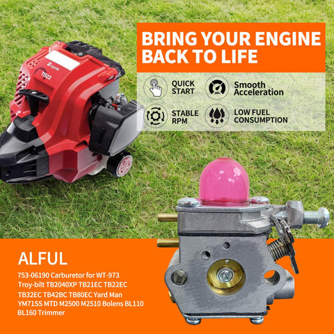 ALFUL Ruixing 753-06190 carburetor for Murray M2500 enhances trimmer performance.