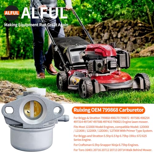 ALFUL Ruixing carburetor side view highlighting mounting points for lawn equipment