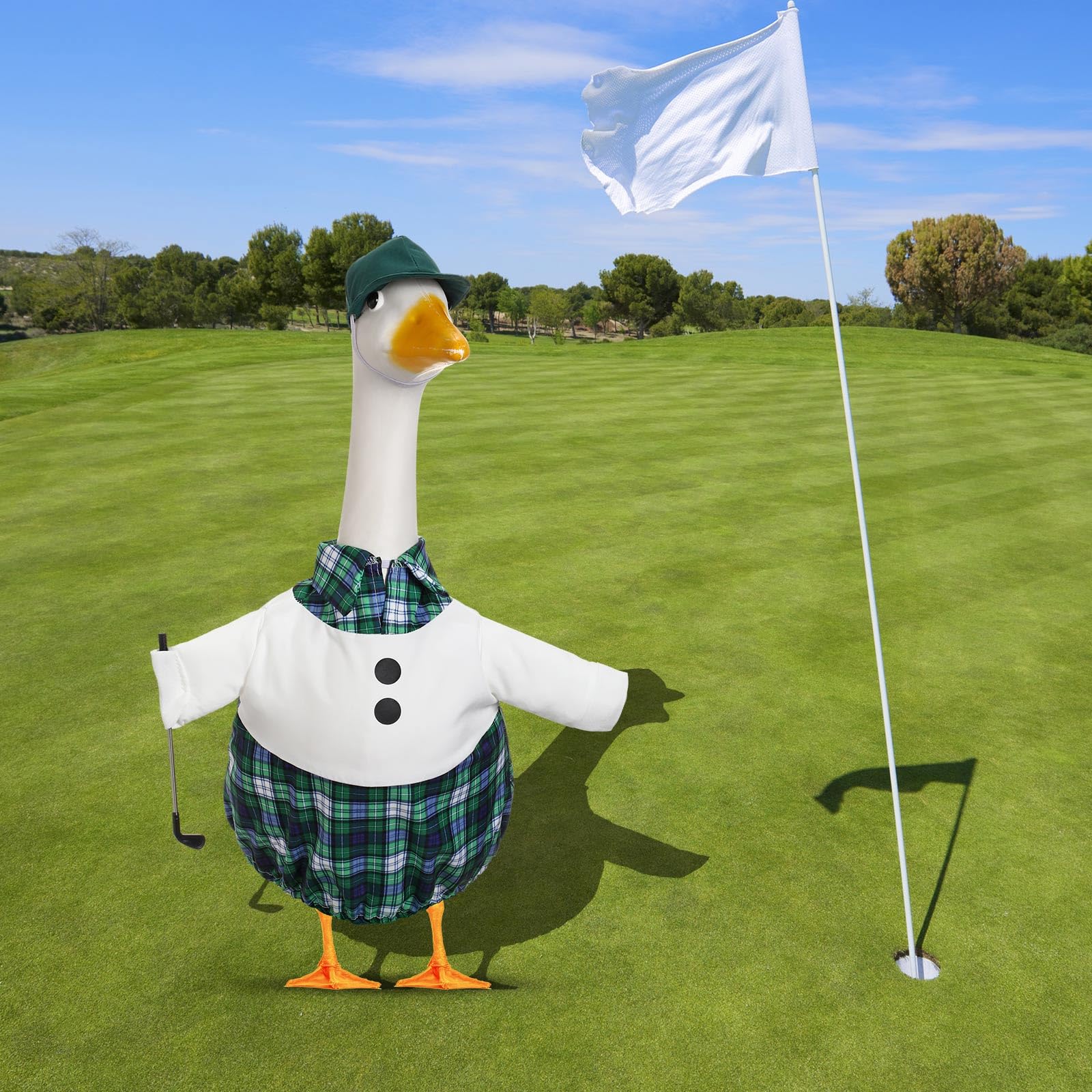 AliceSet colorful golfer goose outfit brightens patios with playful accents.