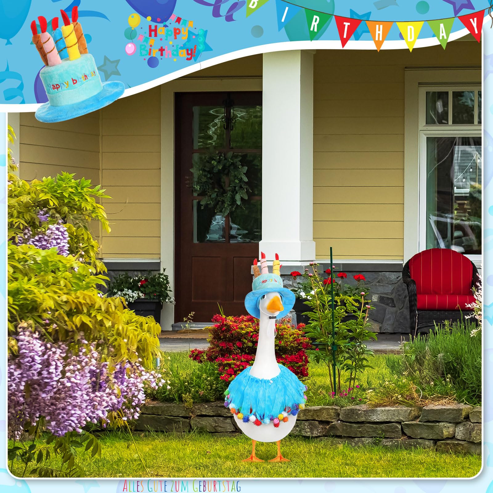Aliceset colorful outfit adds charm to any lawn statue decor