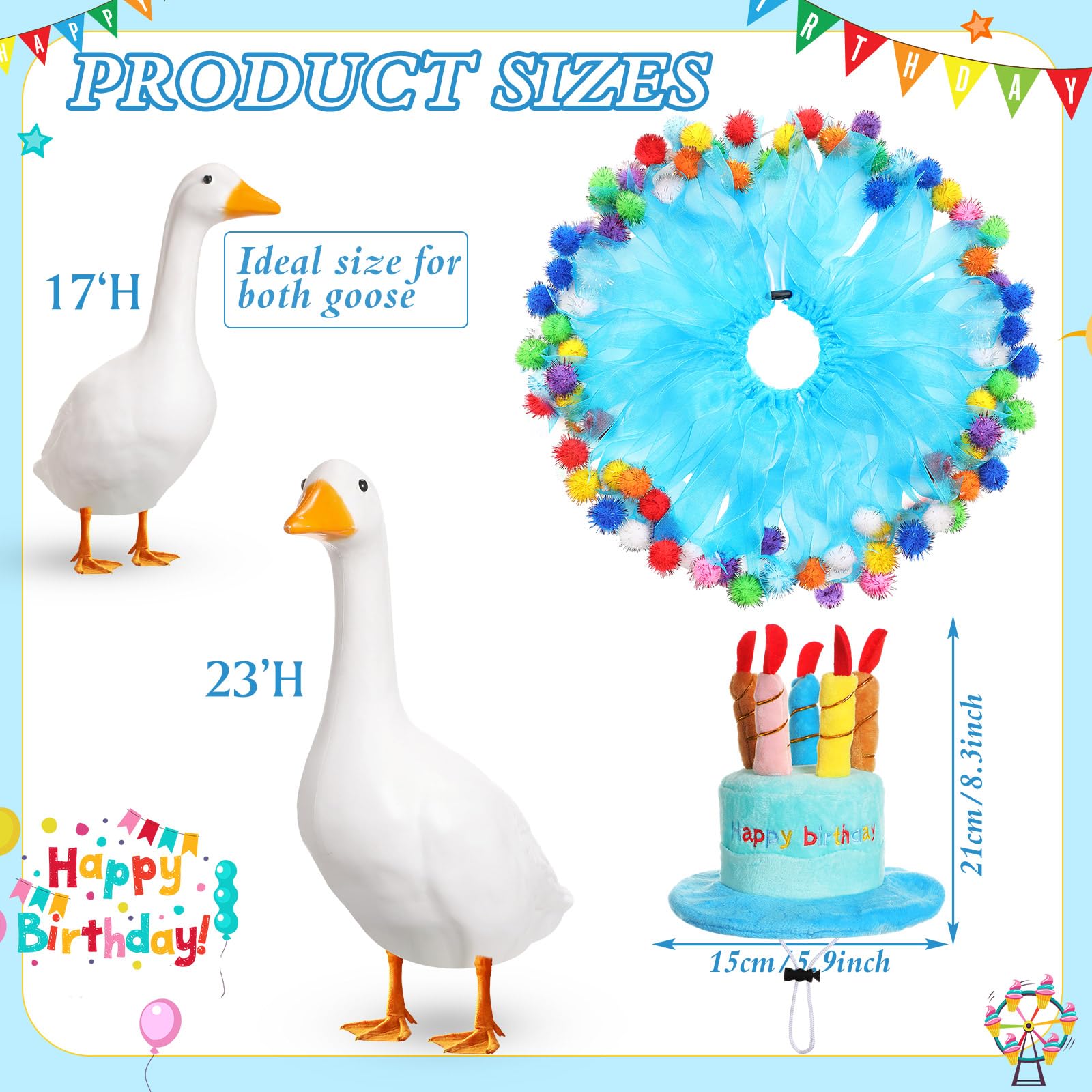 Aliceset happy birthday goose outfit with tutu collar for yard display