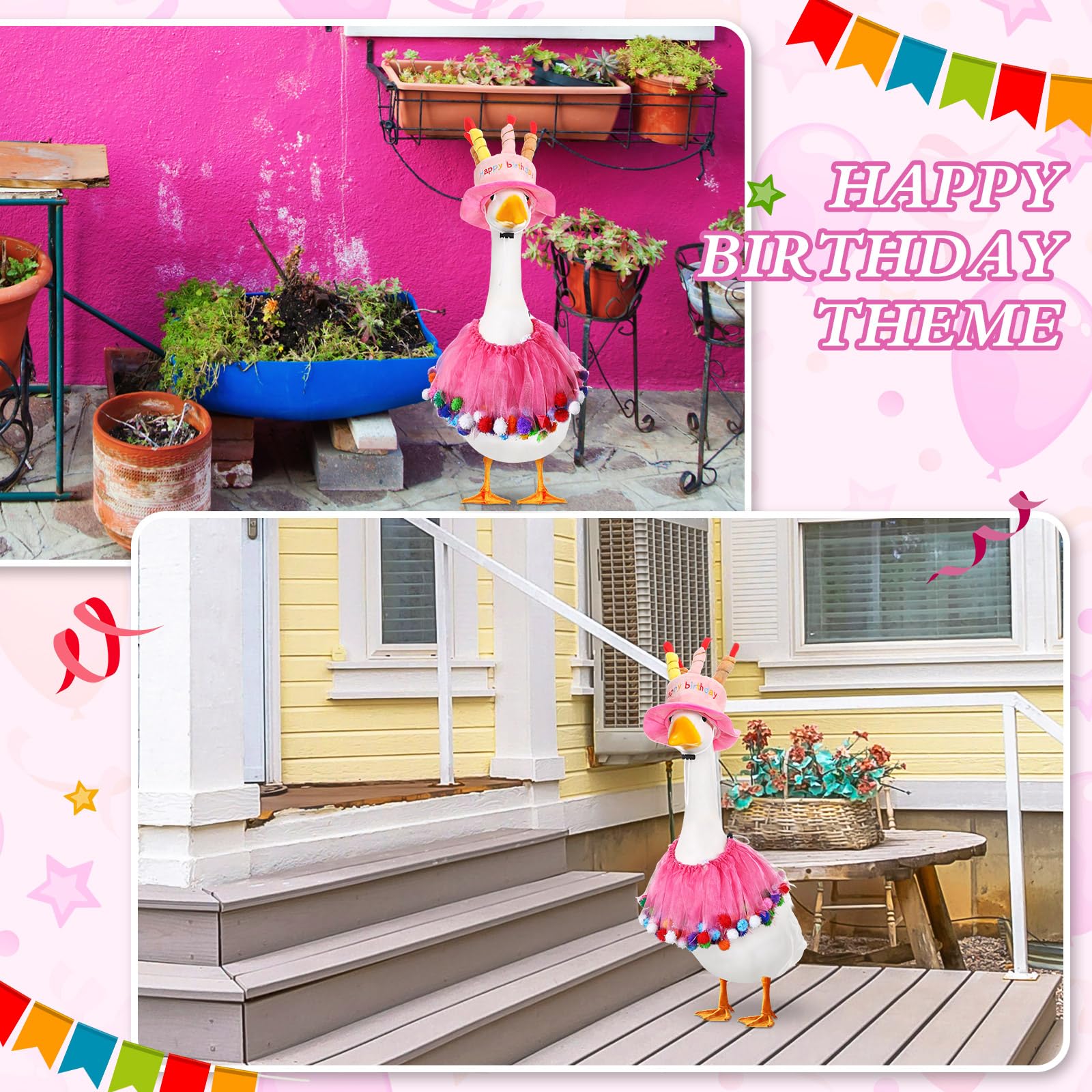 Aliceset 23inch goose outfit provides a comfortable fit for most lawn geese.