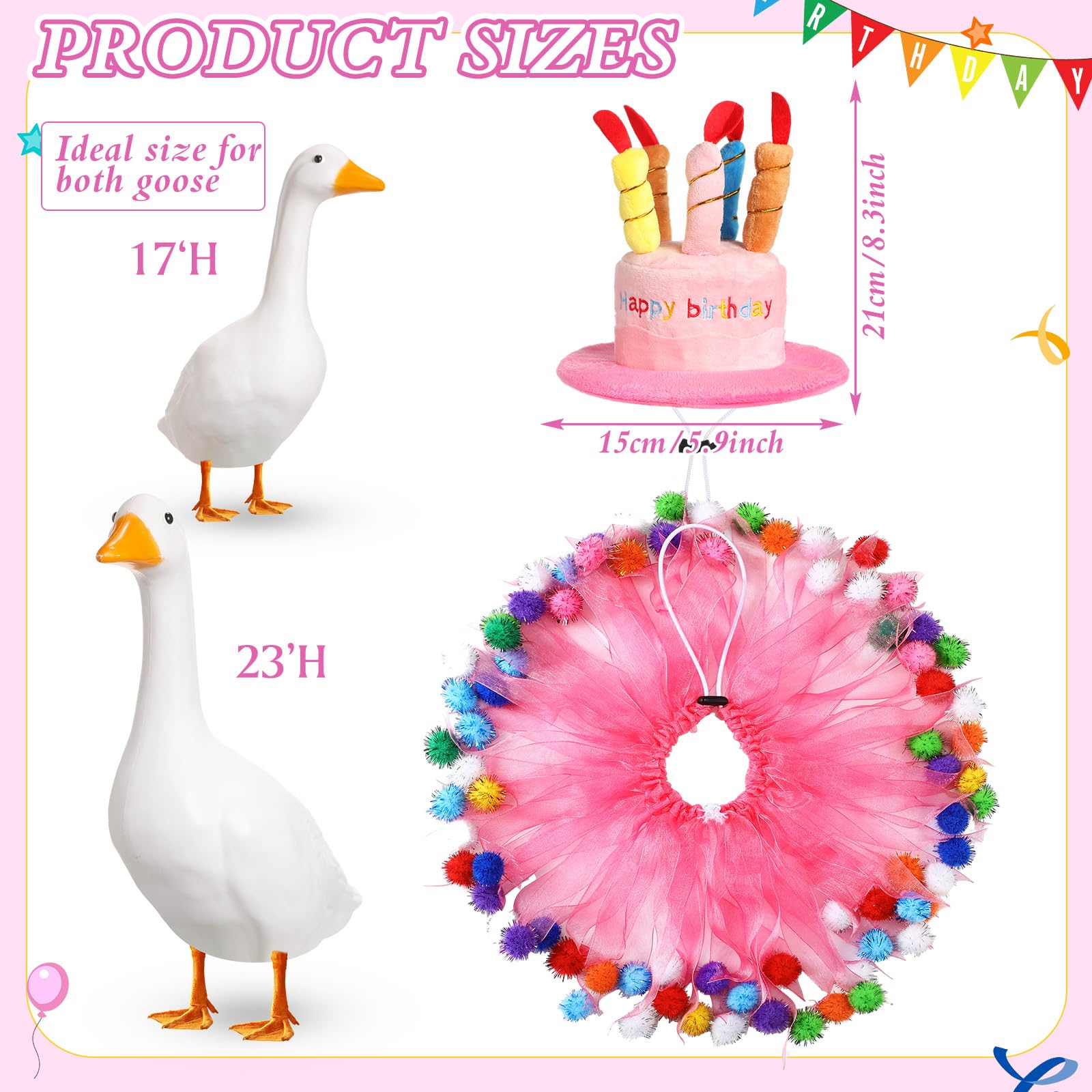 Aliceset pink tutu collar outfits a goose for festive yard display.