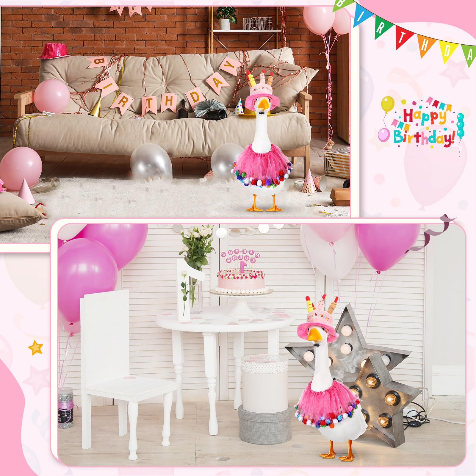Aliceset pink design highlights the Happy Birthday text on the outfit.