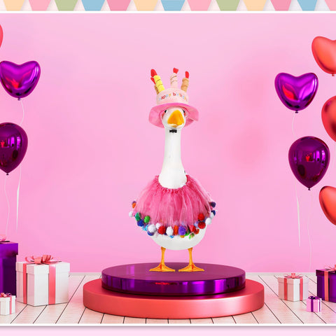 Aliceset porch goose costume brightens outdoor decor for birthdays and celebrations.