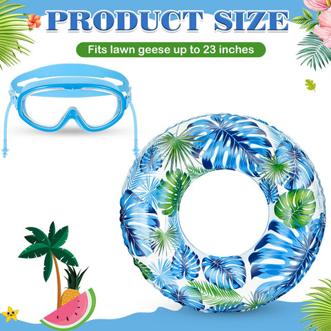 Aliceset swimming goggles provide a playful poolside accent for the goose.