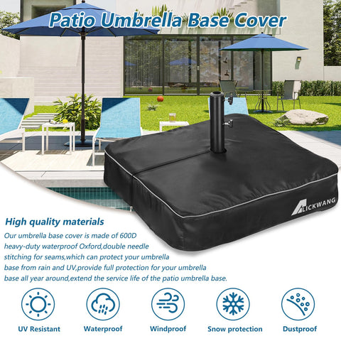 Bottom elastic cords securely anchor the base cover against wind on Alickwang product