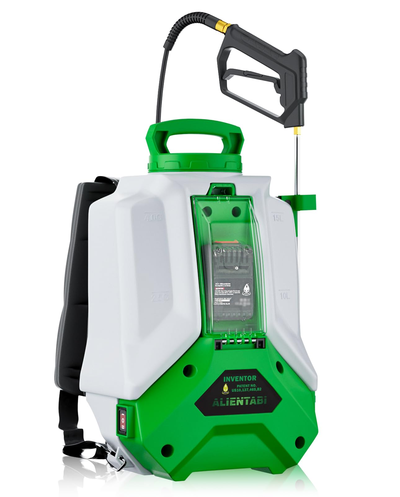 ALIENTABI 4-gallon backpack sprayer front view balanced for comfortable all-day spraying