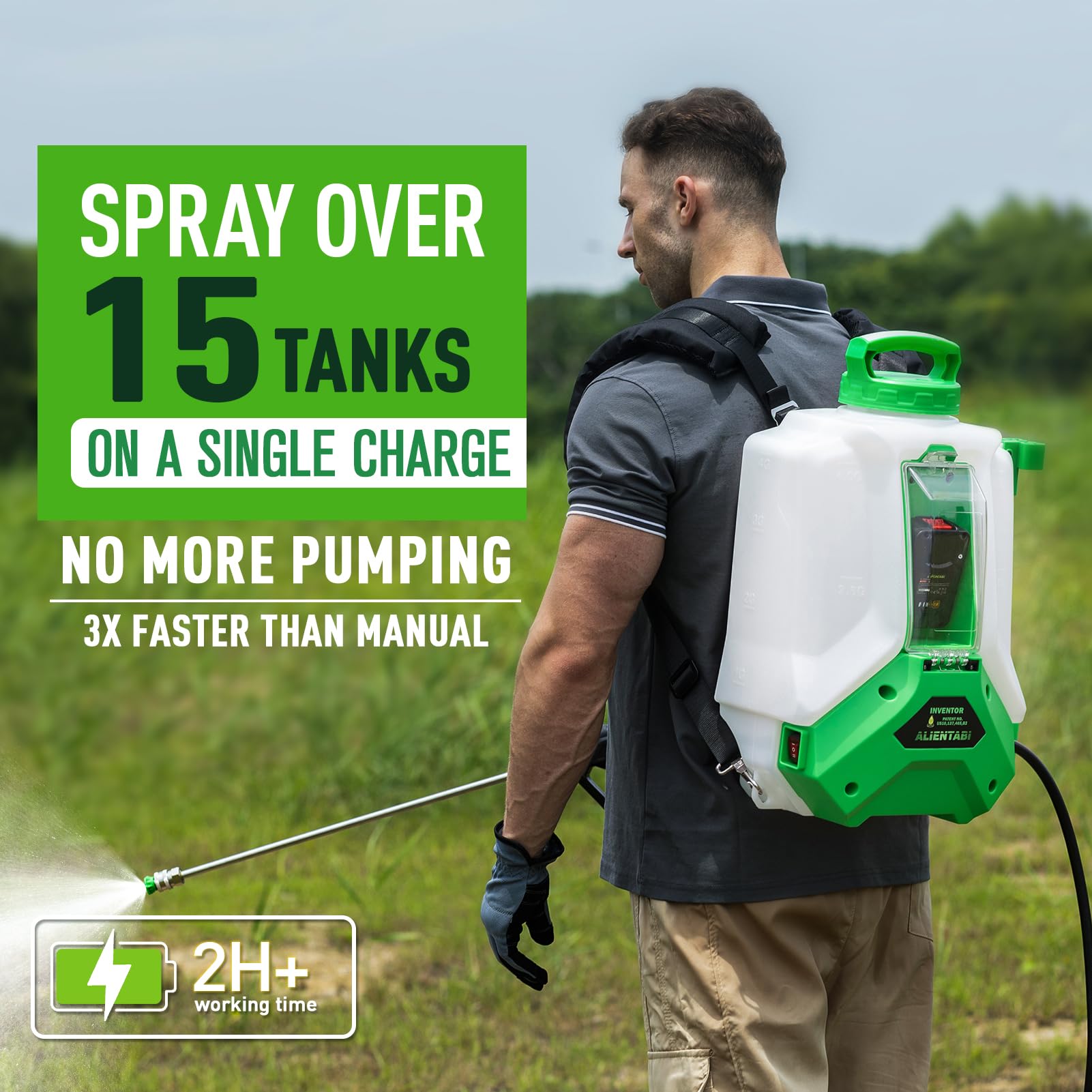 Removable battery feature of ALIENTABI sprayer enabling quick charging