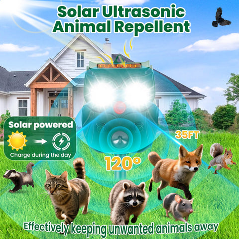 Alikguu PIR motion sensor deterrent mounted outdoors for humane wildlife control