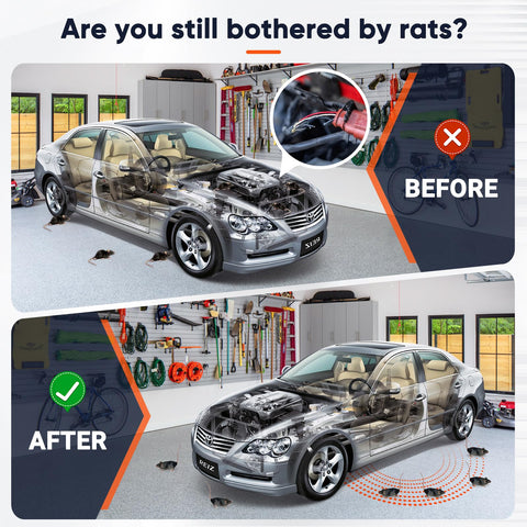Alikguu rodent repellent with LED flash deters rodents during vehicle parking