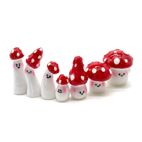 Aliotech cute simulated mushrooms enhance tiny desktop dioramas and terrariums.