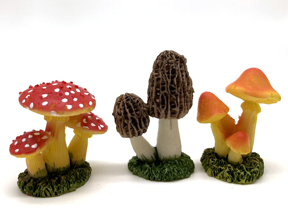 Aliotech plant pot mushroom statue enhances pots and bonsai with charm.