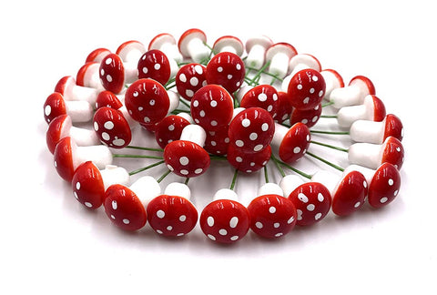 Aliotech red foam mushroom with bendable wire for flexible placement in pots.