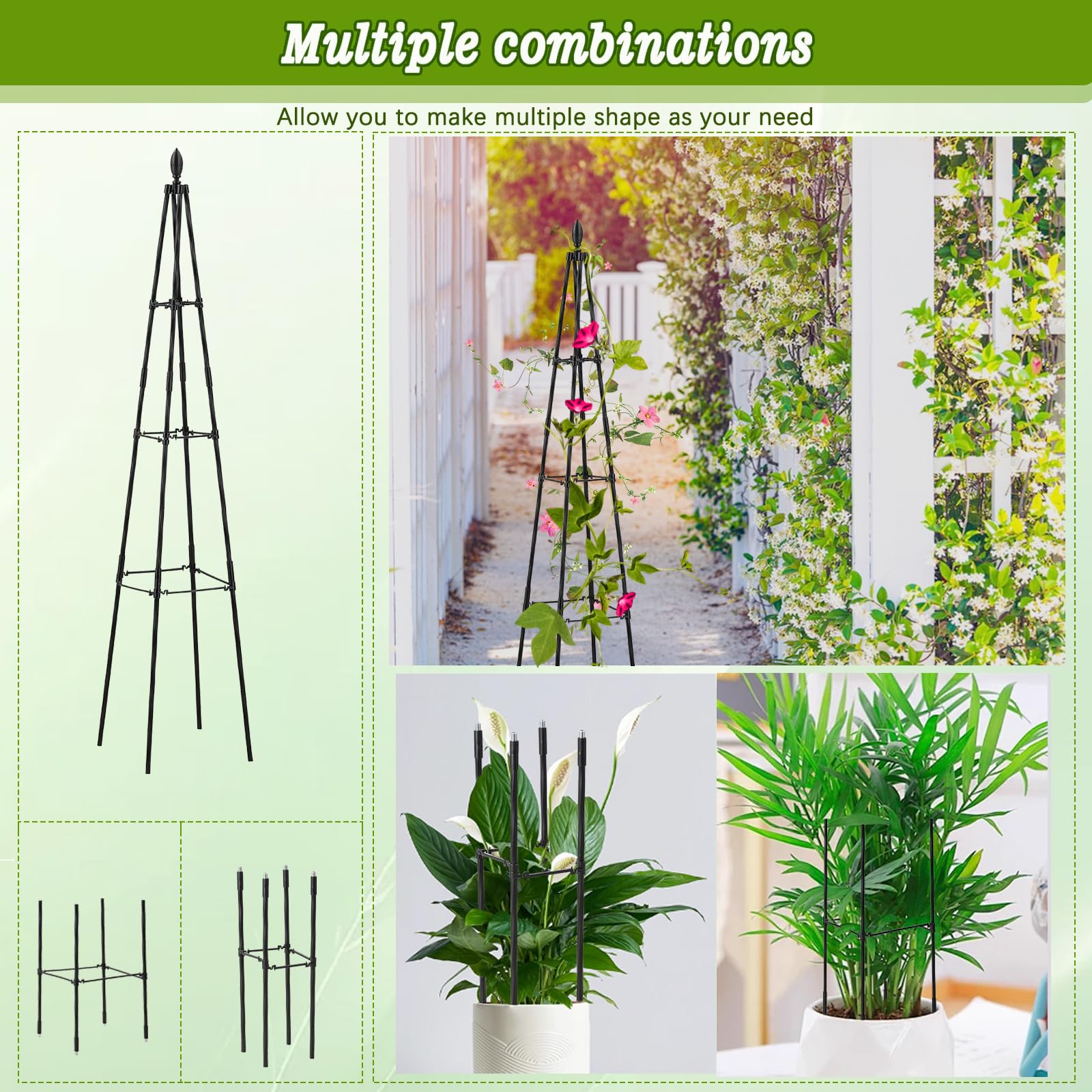 Lightweight AlisisFores trellis anchors securely in pots or beds.