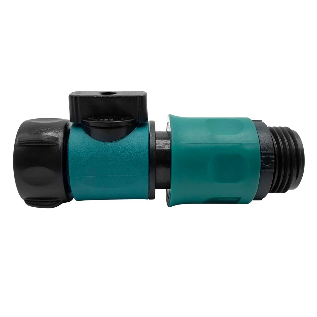 ALKARAMA leak-free plastic fittings demonstrate secure connections for garden hoses.