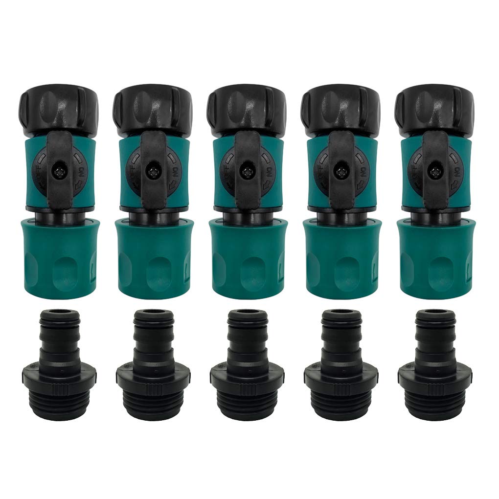 ALKARAMA quick-connect set with shutoff valve for easy water control.