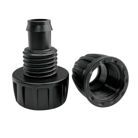 ALKARMA locking barbed fittings keep tubing from slipping during irrigation.