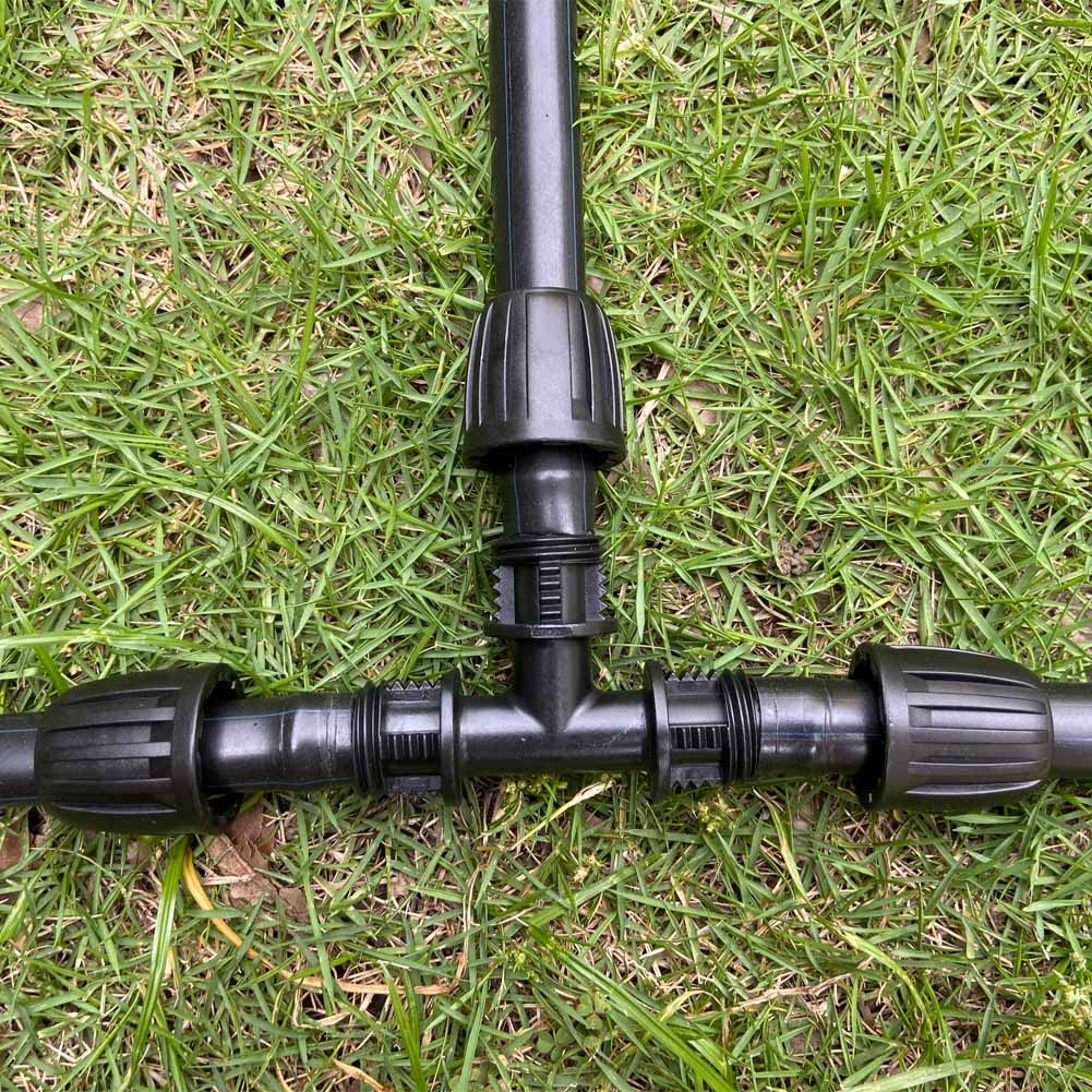 ALKARAMA tee used in a raised-bed irrigation system for efficient watering