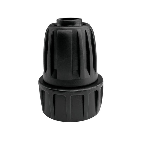 ALKARMA three-fourth-inch garden hose thread to half-inch drip connector demonstrates secure fit.